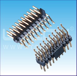 2.54mm間距 雙排針 臥式 貼片 帶柱 塑高2.50mm/2.54mm Pin Header Single Row Right Angle SMT With Peg H=2.50mm