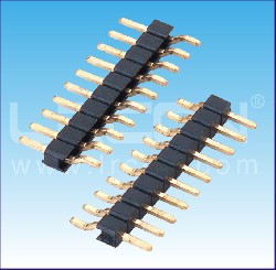 2.54mm間距 單排針 臥式 貼片 帶柱 塑高2.50mm/2.54mm Pin Header Single Row Right Angle SMT With Peg H=2.50mm