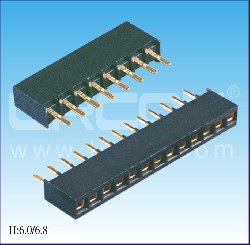 1.27mm間距 單排母 臥式 貼片 U型 塑高=4.3 / 1.27mm Pitch Female Header Single Row Right Angle SMT