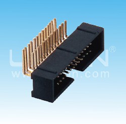 1.27*2.54mm間距 簡(jiǎn)牛 90度 塑高=9.65mm 配IDC / 1.27*2.54mm Pitch Box Header Right Angle H=9.65mm