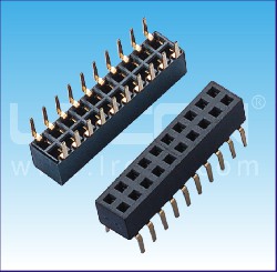 2.0mm間距 雙排母 蜈蚣腳 U型 塑高=4.3mm / 2.0mm Pitch Female Header Dual Row Bottom Entry U Type H=4.3mm