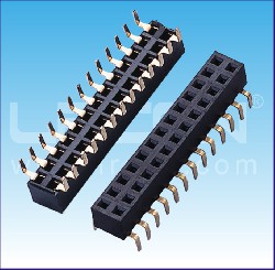 2.54mm間距 雙排母 蜈蚣腳 U型 塑高=5.00mm/2.54mm Pitch Female Header Dual Row Bottom Entry U Type H=5.00mm