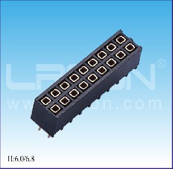 2.54mm間距 雙排母 180度 四面包端子上插型 Q型/ 2.54mm Pitch Female Header Dual Row Top Entry Straight Q Type