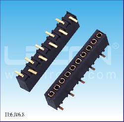2.54mm間距 單排母 貼片 四面包端子上插型 Q型/ 2.54mm Pitch Female Header Dual Row Top Entry SMT Q Type